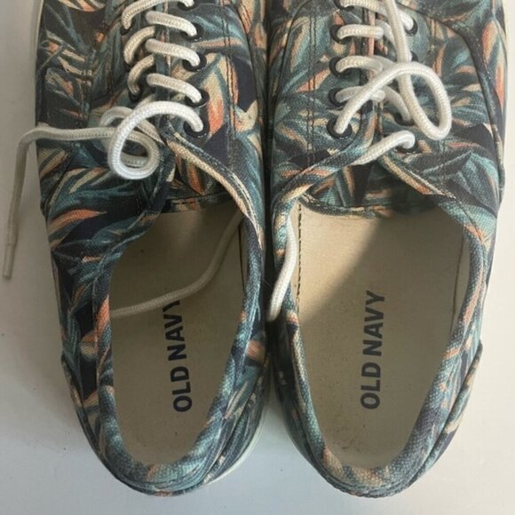 Men’s Leaves Print Canvas Sneaker Shoes - Size 10 - Picture 4 of 7